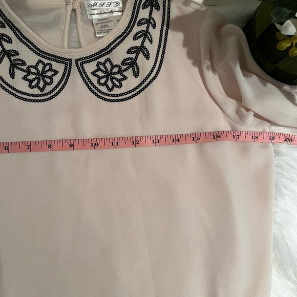 NEW Max Studio MSSP Sequin Embroidered Collar Balloon Sleeve Career Blouse X… - Picture 10 of 10